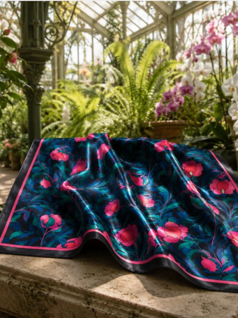 Kate Spade New York Floral Swirl 100% Silk Twill Square Scarf NWT